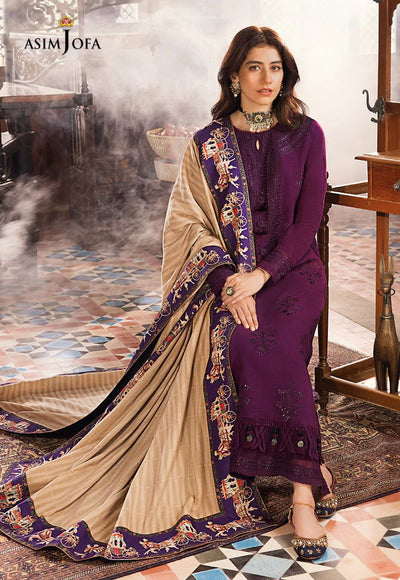 ASIM JOFA -3pc Unstitched Dhanak Chikankari Embroidered Suit DF-1666