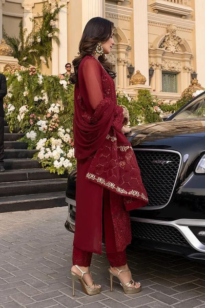 AZURE -3PC UNSTITCHED LUXURY CHIFFON EMBROIDERED SUIT DF-239