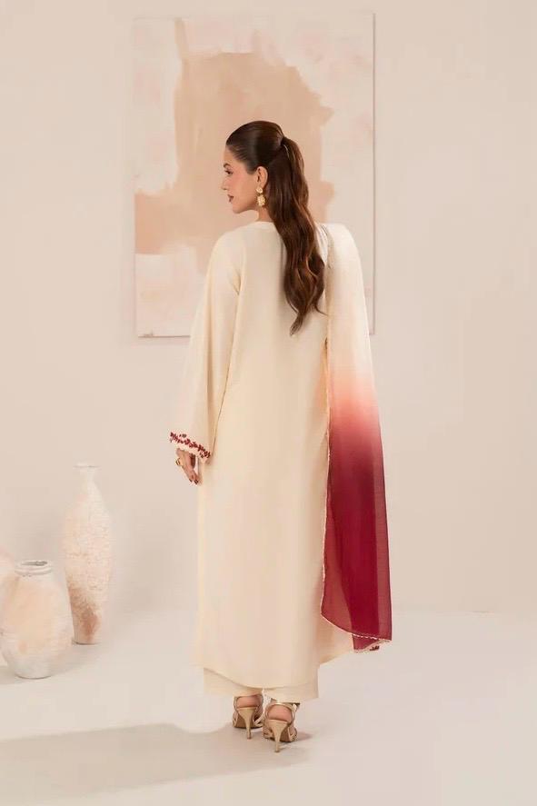 IZEL - Unstitched Winter 3PC Dhanak Embroidered Suit DF-1122