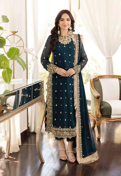 ASIMJOFA -3PC UNSTITCHED EMBROIDERED CHIFFON UNSTITCHED DF-4990