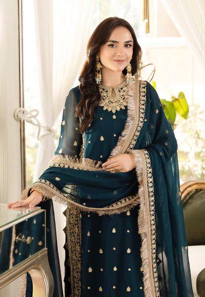 ASIMJOFA -3PC UNSTITCHED EMBROIDERED CHIFFON UNSTITCHED DF-4990