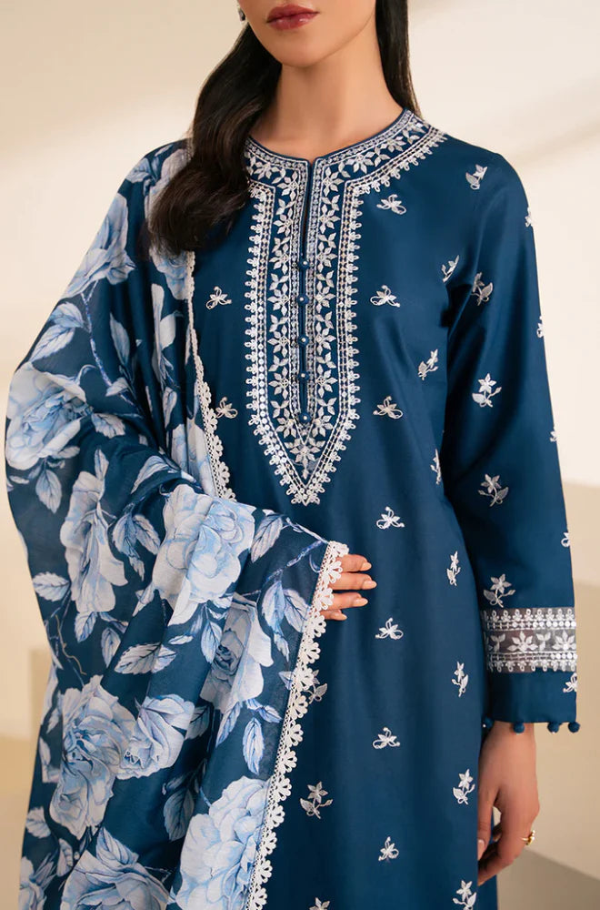 CROSS STITCH -3PC UNSTITCHED DHANAK EMBROIDERED SUIT DF-1765