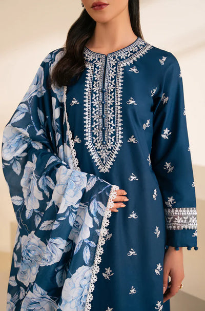 CROSS STITCH -3PC UNSTITCHED DHANAK EMBROIDERED SUIT DF-1765