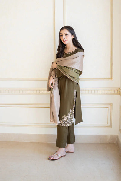 AISLING -3PC DHANAK EMBROIDERED SUIT DF-1765