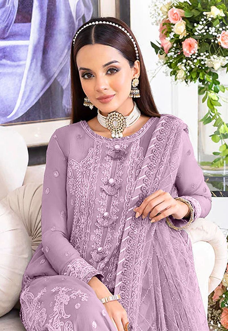 ASIM JOFA -3PC UNSTITCHED LUXURY CHIFFON EMBROIDERED SUIT DF-256
