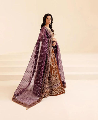 FARASHA -3PC UNSTITCHED LUXURY NET EMBROIDERED MAXI DF-1569