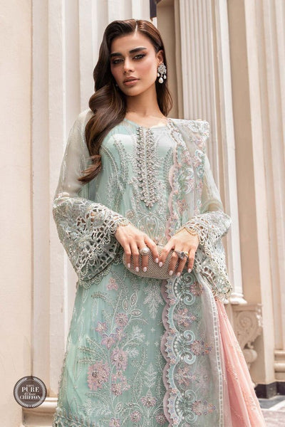 MARIA.B -3PC UNSTITCHED PREMIUM CHIFFON EMBROIDERED SUIT DF-652
