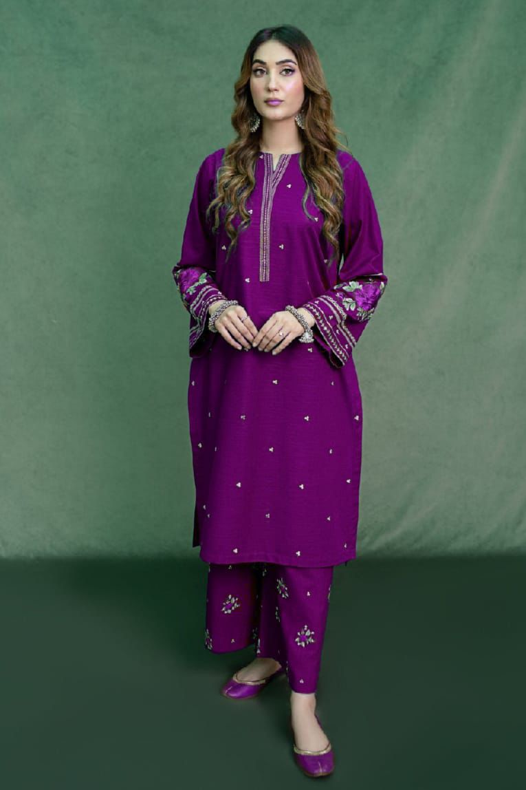 URGE -2PC UNSTICHED DHANAK EMBROIDERED SUIT DF-251