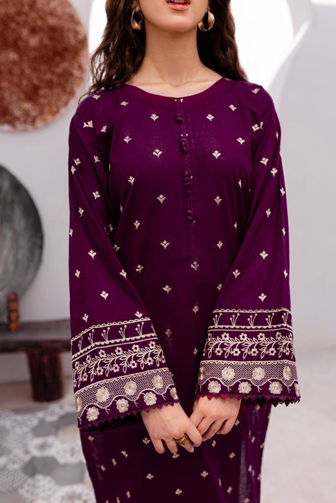 AISLING -2PC UNSTITCHED DHANAK EMBROIDERED SUIT DF-076