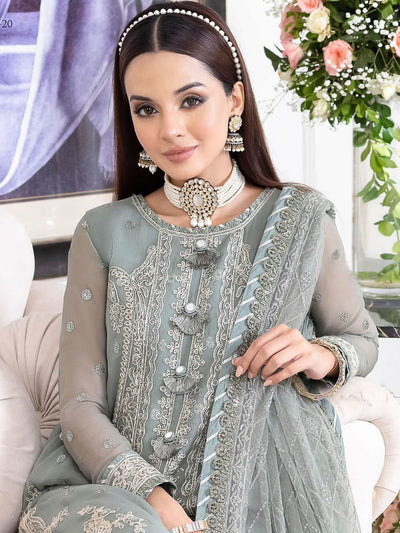 ASIM JOFA -3PC UNSTITCHED LUXURY CHIFFON EMBROIDERED SUIT DF-257