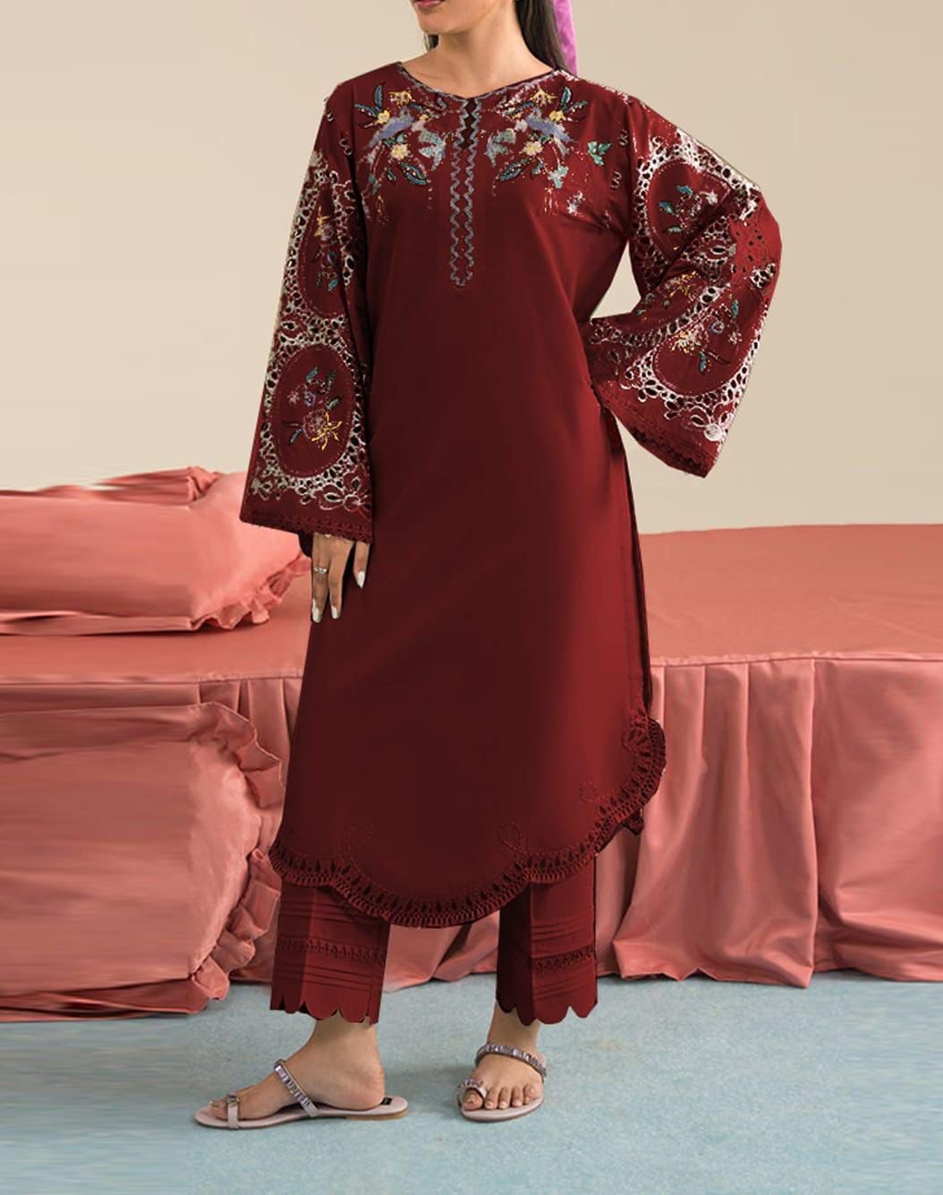 VANIYA -2PC UNSTITCHED DHANAK EMBROIDERED SUIT DF-112