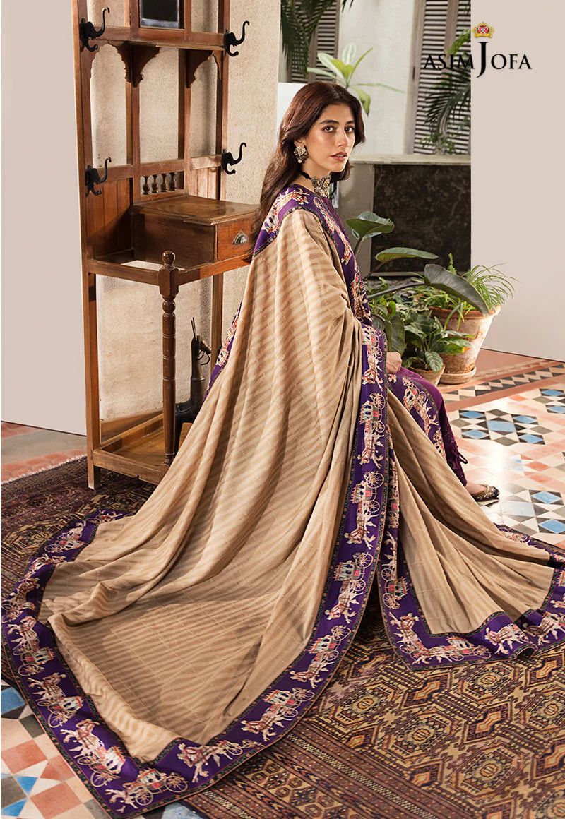 ASIM JOFA -3pc Unstitched Dhanak Chikankari Embroidered Suit DF-1666
