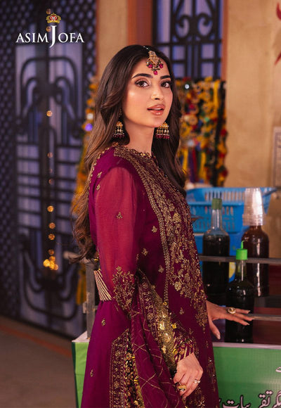 ASIM JOFA -3PC UNSTITCHED LUXURY CHIFFON EMBROIDERED SUIT DF-1832