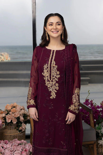AZURE -3PC UNSTITCHED LUXURY CHIFFON EMBROIDERED SUIT DF-692