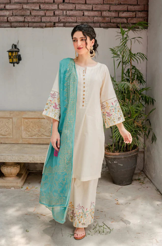 AISLING -3PC UNSTITCHED DHANAK EMBROIDERED SUIT DF-3472