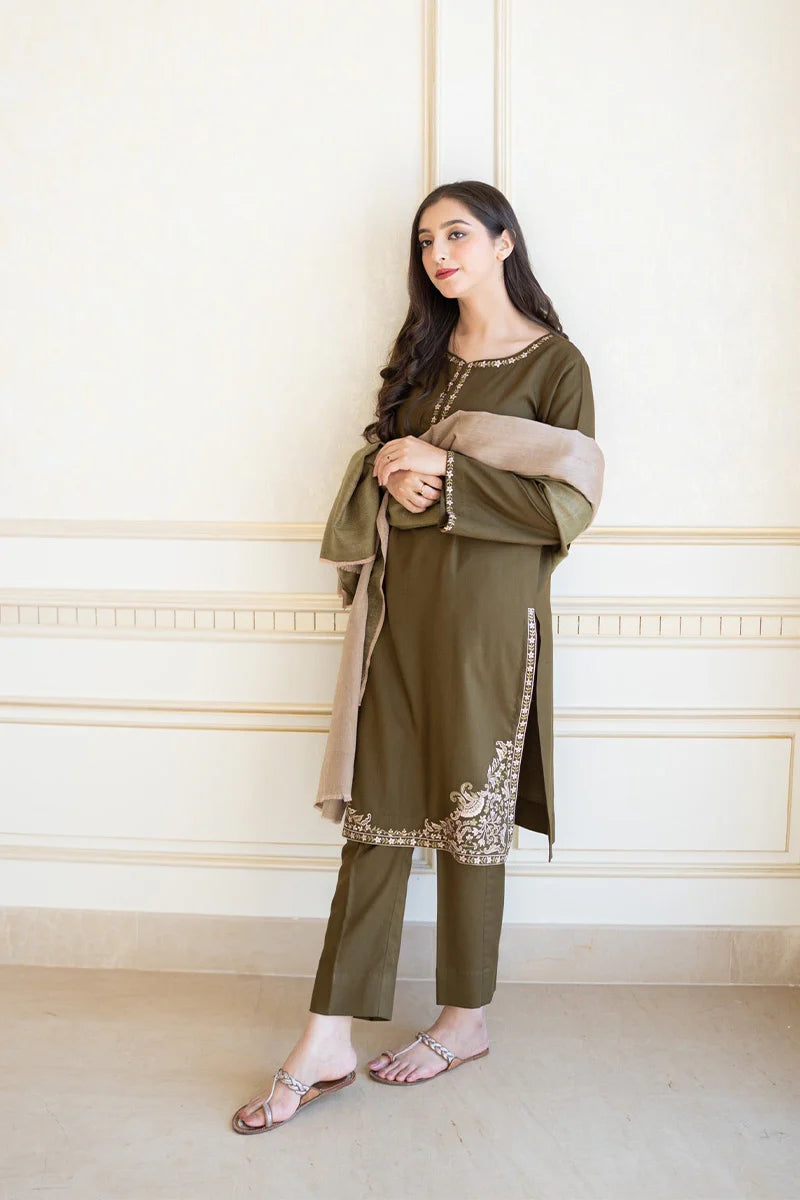 AISLING -3PC DHANAK EMBROIDERED SUIT DF-1765