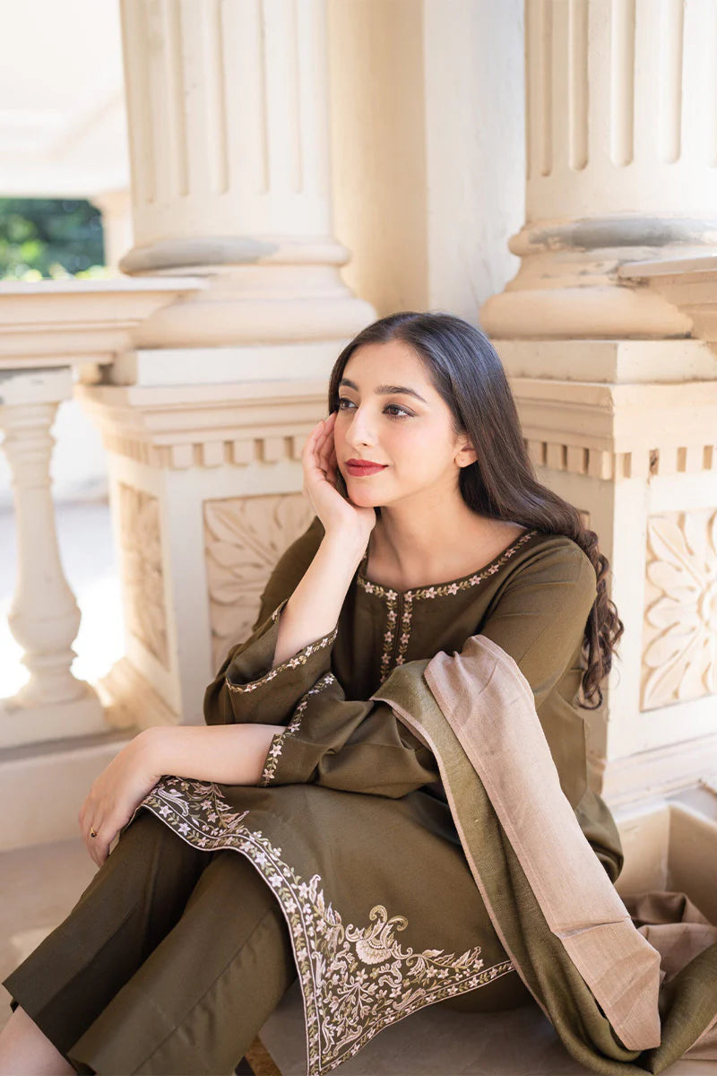AISLING -3PC DHANAK EMBROIDERED SUIT DF-1765