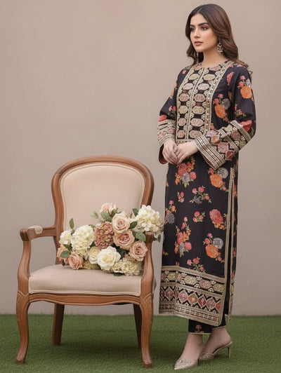 AHMOZI PRESENTING BY ANEELAS COLLECTION -3PC UNSTITCHED LUXURY SILK EMBROIDERED SUIT DF-116