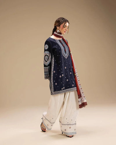 JAZMIN - Unstitch Winter 3PC Dhanak Embroidered Suit- DF-9272