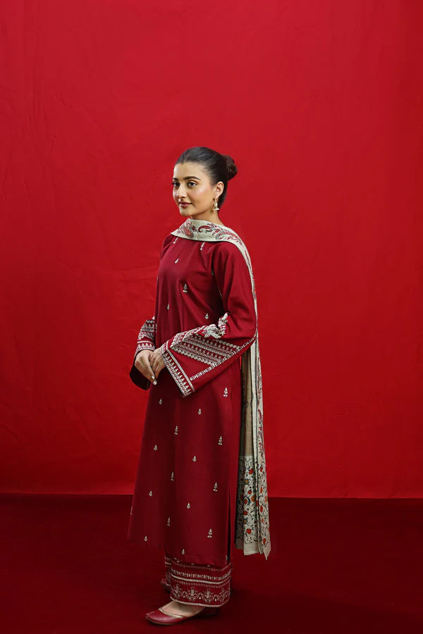 URGE -3PC DHANAK EMBROIDERED SUIT DF-4275