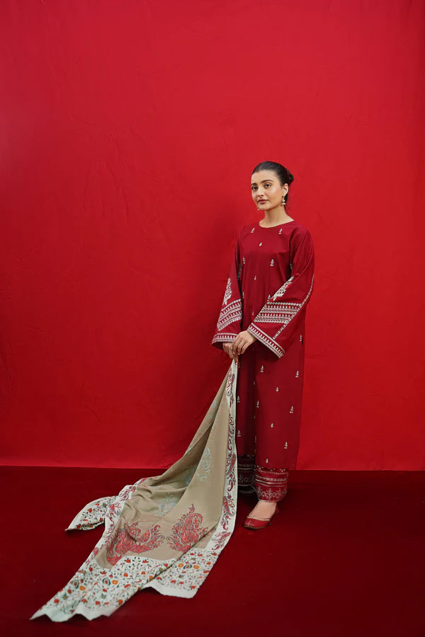 URGE -3PC DHANAK EMBROIDERED SUIT DF-4275
