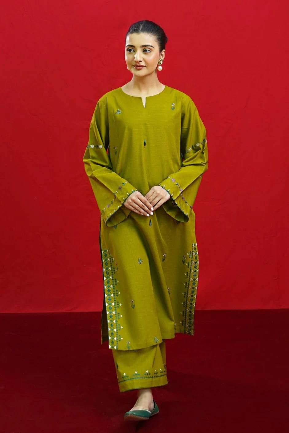 URGE -3PC DHANAK EMBROIDERED SUIT DF-6534