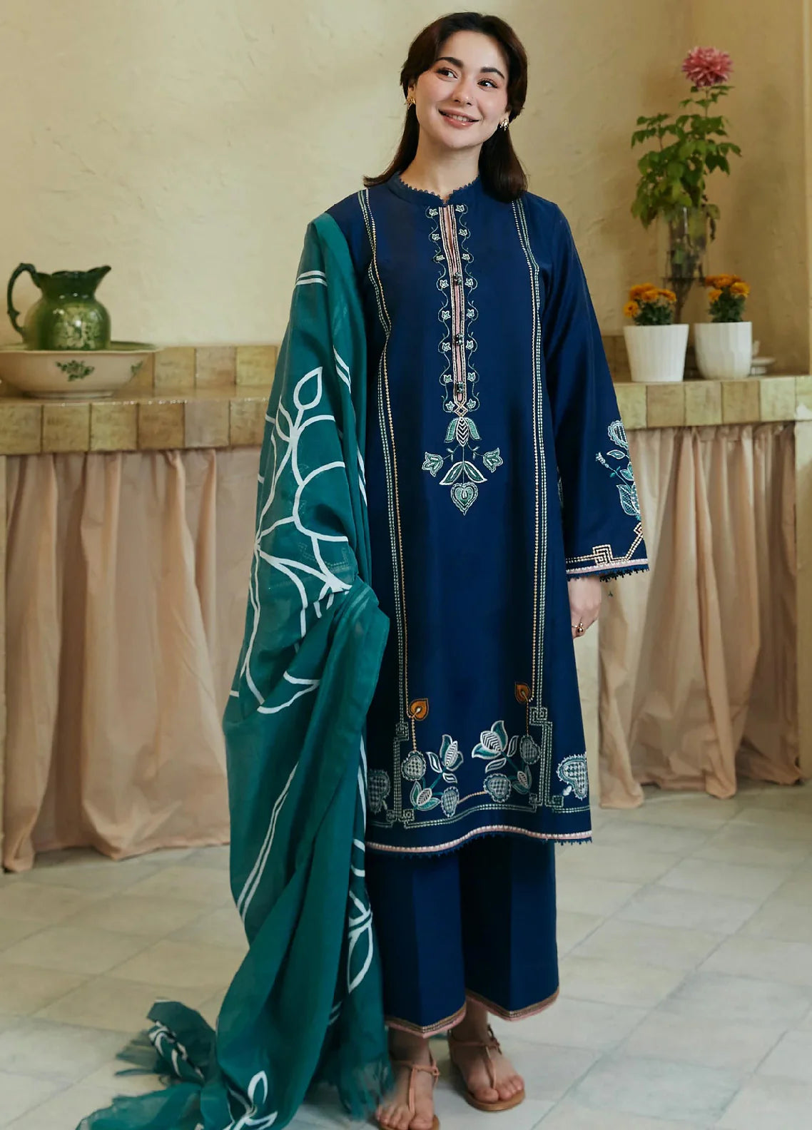 COCO BY ZARA SHAHJAHAN -3PC UNSTITCHED DHANAK EMBROIDERED SUIT DF-2765