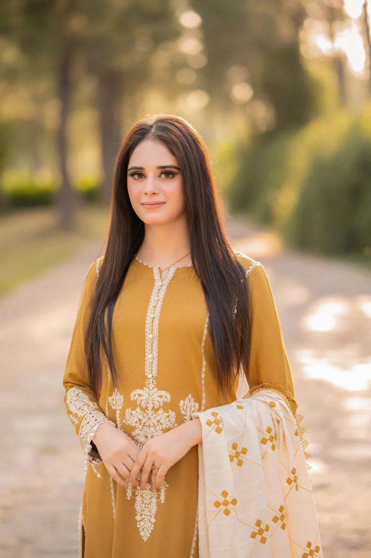LIBAAS-3PC DHANAK EMBROIDERED SUIT DF-5412