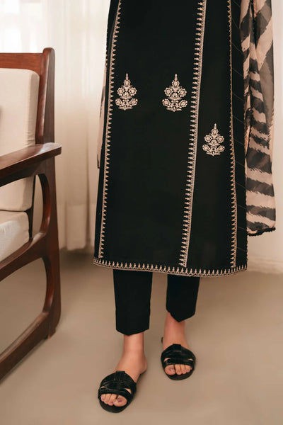 ETHNIC -3PC UNSTITCHED DHANAK EMBROIDERED SUIT DF-