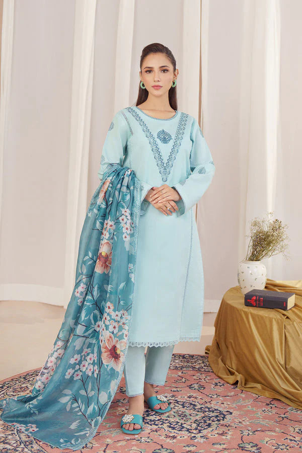 ZIVA - Unstitched Winter 3PC Dhanak Embroidered Suit DF-2265