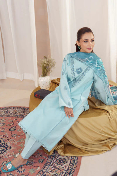 ZIVA - Unstitched Winter 3PC Dhanak Embroidered Suit DF-2265