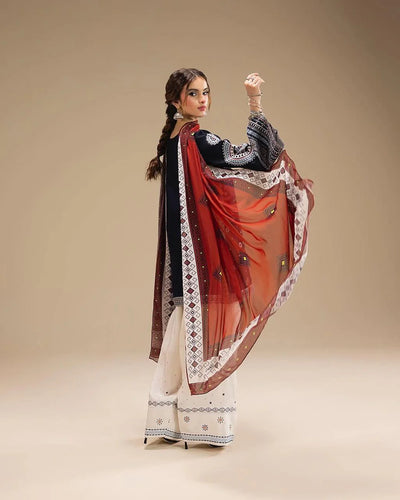 JAZMIN - Unstitch Winter 3PC Dhanak Embroidered Suit- DF-9272