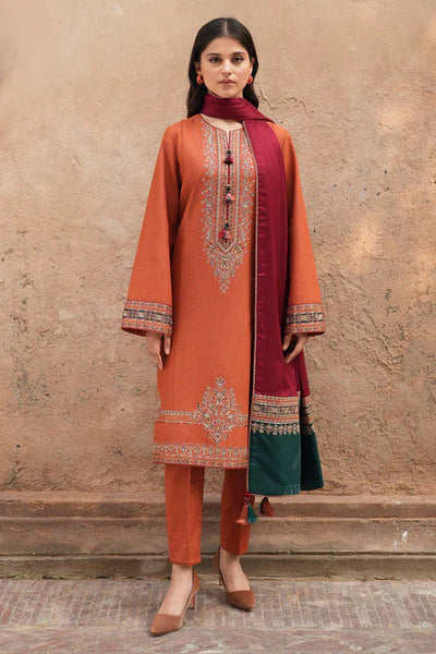 COCO BY ZARA SHAHJAHAN -3PC DHANAK EMBROIDERED SUIT DF-4581