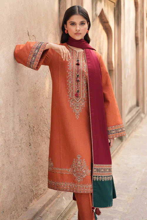 COCO BY ZARA SHAHJAHAN -3PC DHANAK EMBROIDERED SUIT DF-4581