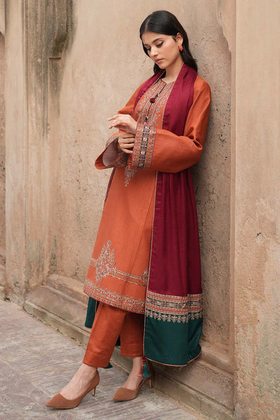 COCO BY ZARA SHAHJAHAN -3PC DHANAK EMBROIDERED SUIT DF-4581