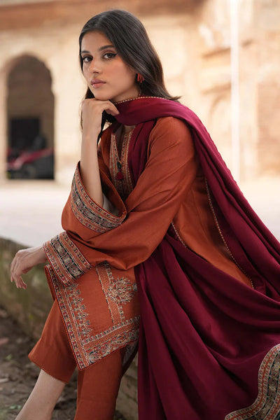 COCO BY ZARA SHAHJAHAN -3PC DHANAK EMBROIDERED SUIT DF-4581