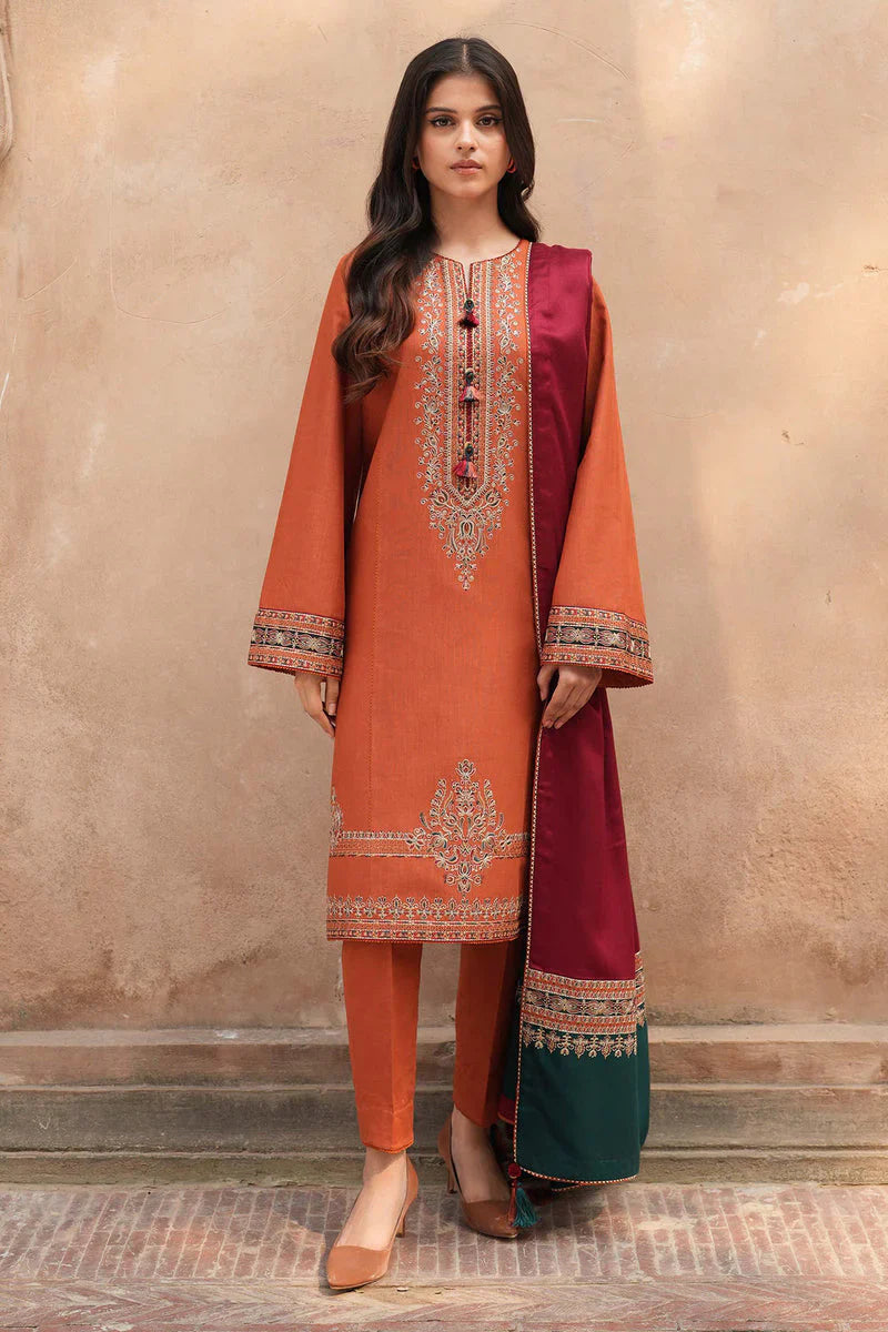 COCO BY ZARA SHAHJAHAN -3PC DHANAK EMBROIDERED SUIT DF-4581