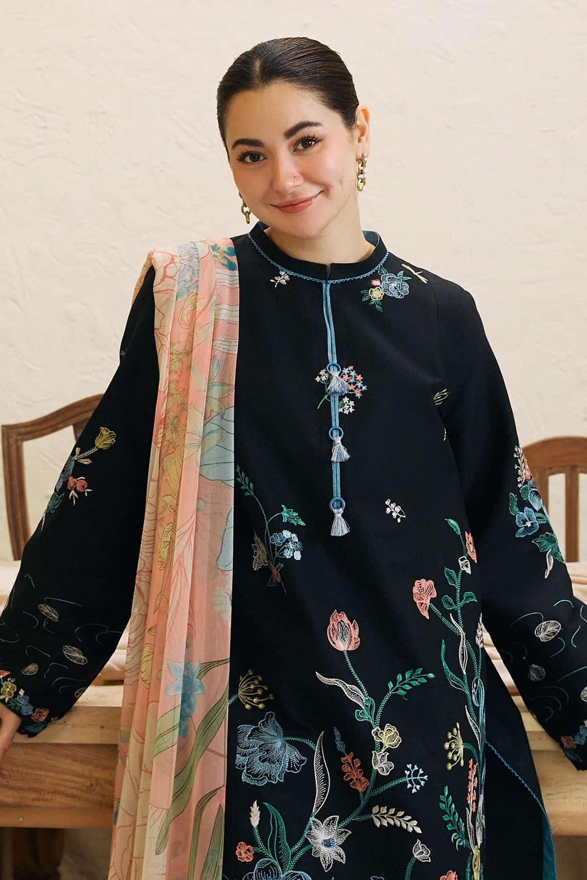 COCO by Zara Shahjahan-3PC DHANAK EMBROIDERED SUIT DF-2534