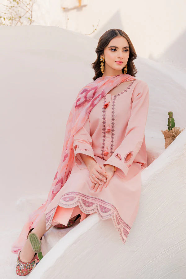 Zellbury- 3PC DHANAK EMBROIDERED SUIT DF-7293
