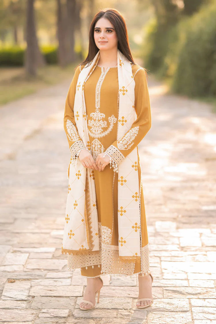 LIBAAS-3PC DHANAK EMBROIDERED SUIT DF-5412
