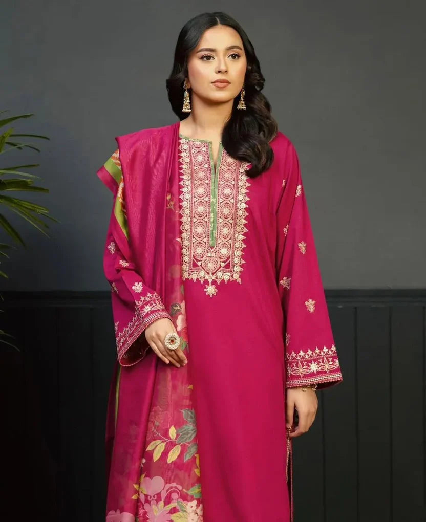 KOKUM -3PC UNSTITCHED DHANAK EMBROIDERED SUIT DF-5287