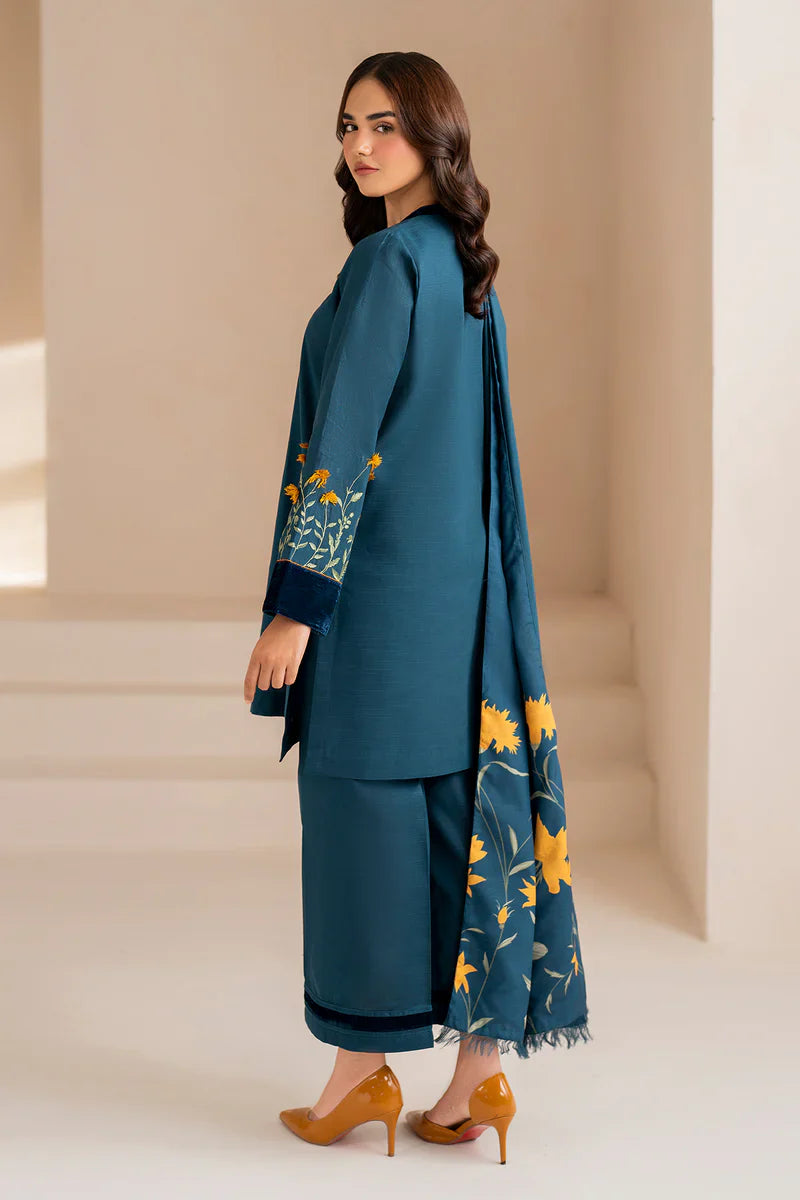 BAROQUE -3PC DHANAK EMBROIDERED SUIT DF-1562
