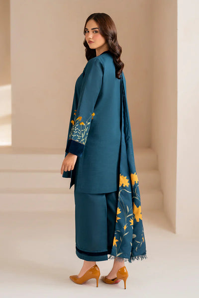 BAROQUE -3PC DHANAK EMBROIDERED SUIT DF-1562