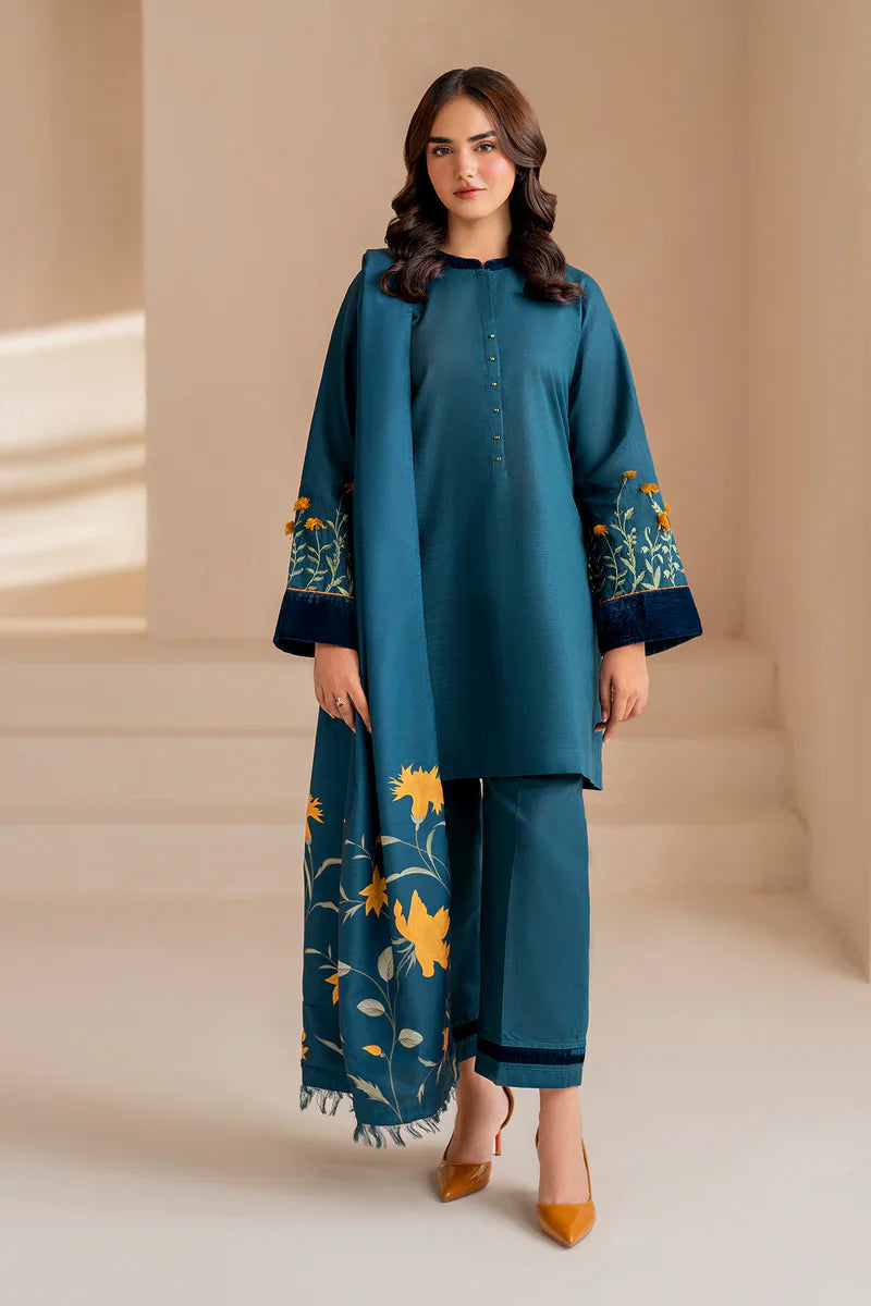 BAROQUE -3PC DHANAK EMBROIDERED SUIT DF-1562