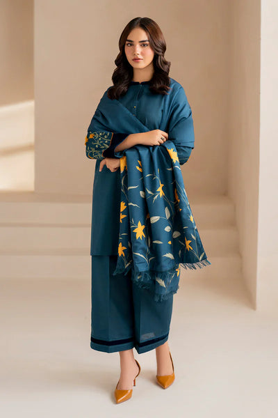 BAROQUE -3PC DHANAK EMBROIDERED SUIT DF-1562