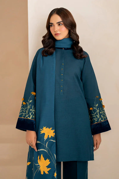 BAROQUE -3PC DHANAK EMBROIDERED SUIT DF-1562
