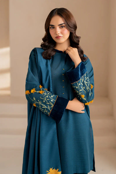 BAROQUE -3PC DHANAK EMBROIDERED SUIT DF-1562