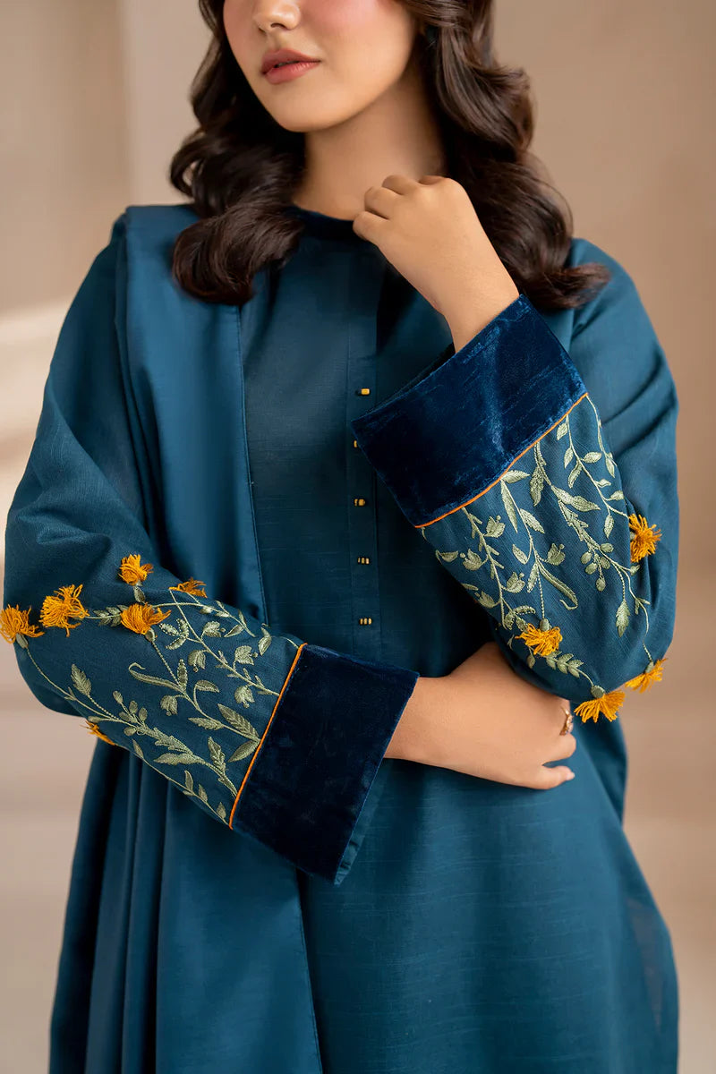 BAROQUE -3PC DHANAK EMBROIDERED SUIT DF-1562
