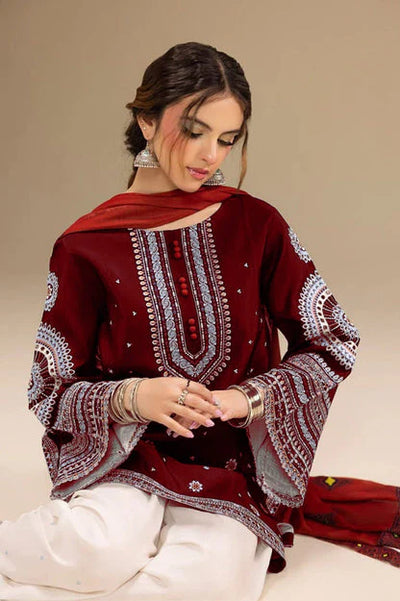 Jazmin - Unstitched Winter 3PC Dhanak Embroidered Suit DF -9273