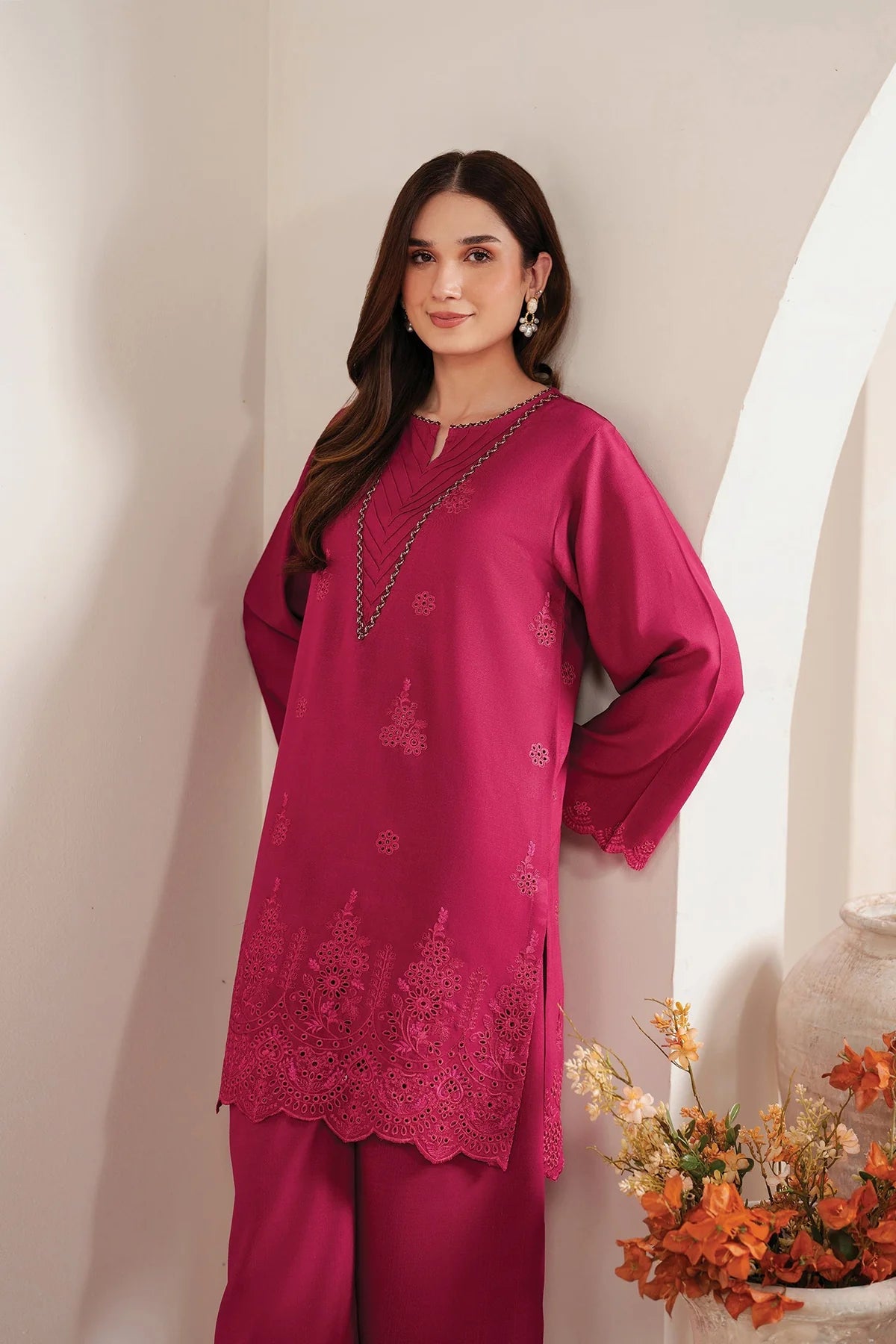 SAPPHIRE -3PC DHANAK EMBROIDERED SHIRT DF-4690